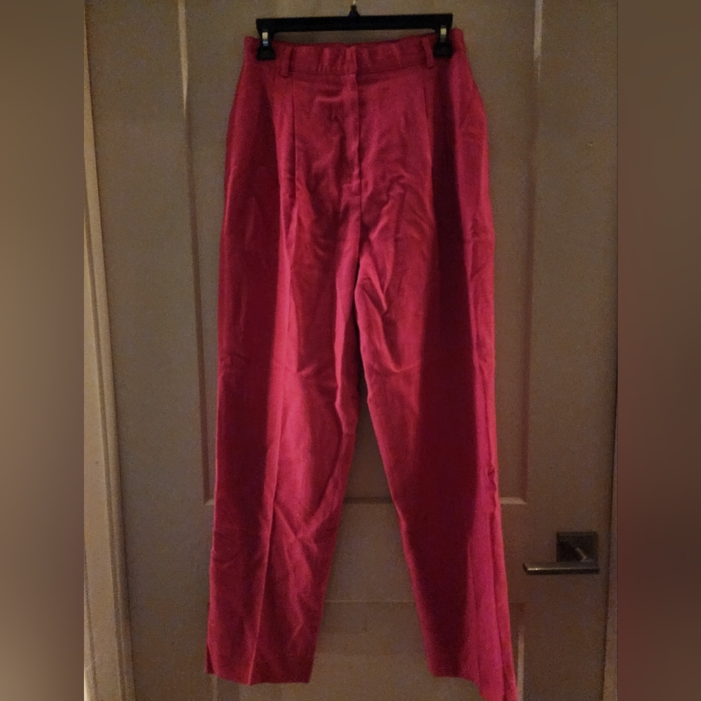 Lands' End Fuchsia Linen-Blend Lined Trousers